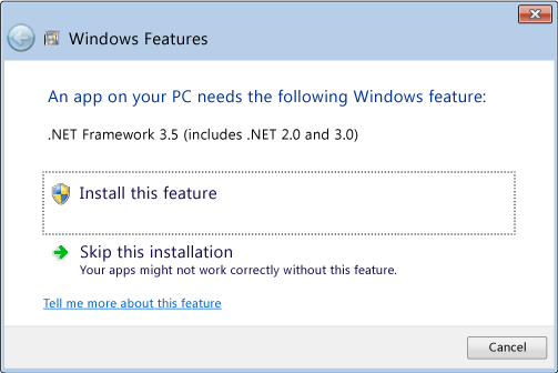 net frame for windows 10